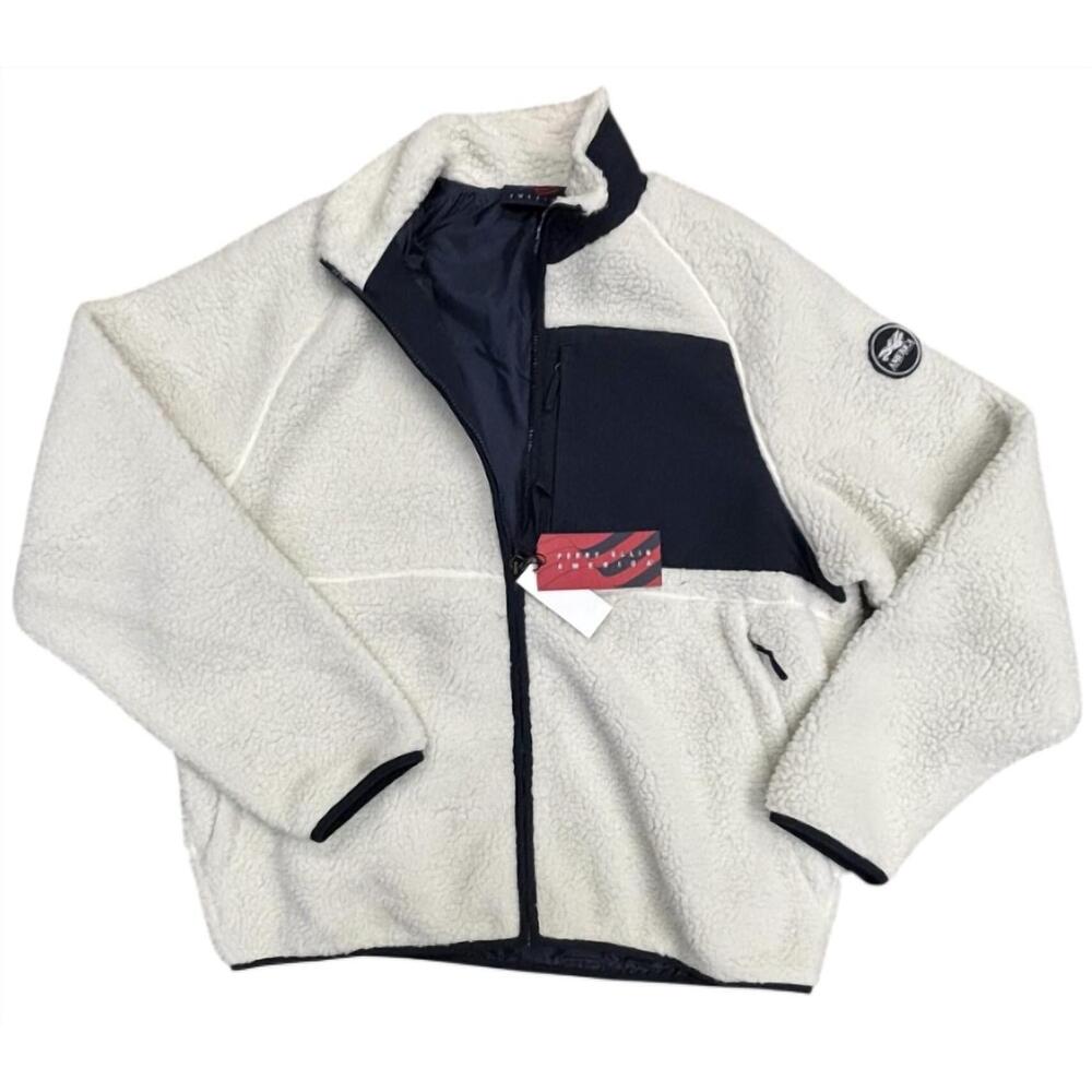 NEW PERRY ELLIS men's antique pullover in white/navy